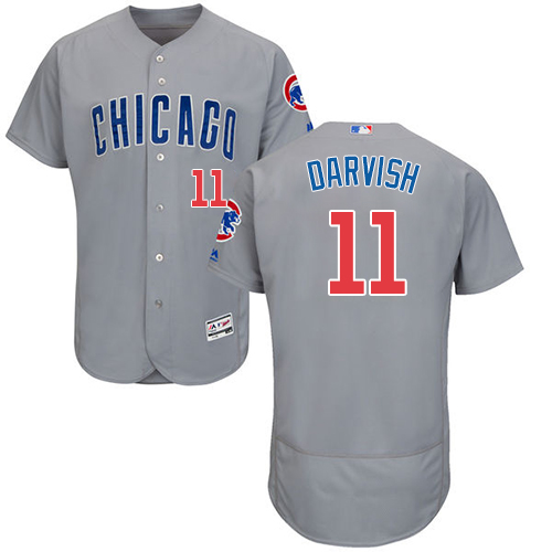 Cubs #11 Yu Darvish Grey Flexbase Authentic Collection Road Stitched MLB Jersey